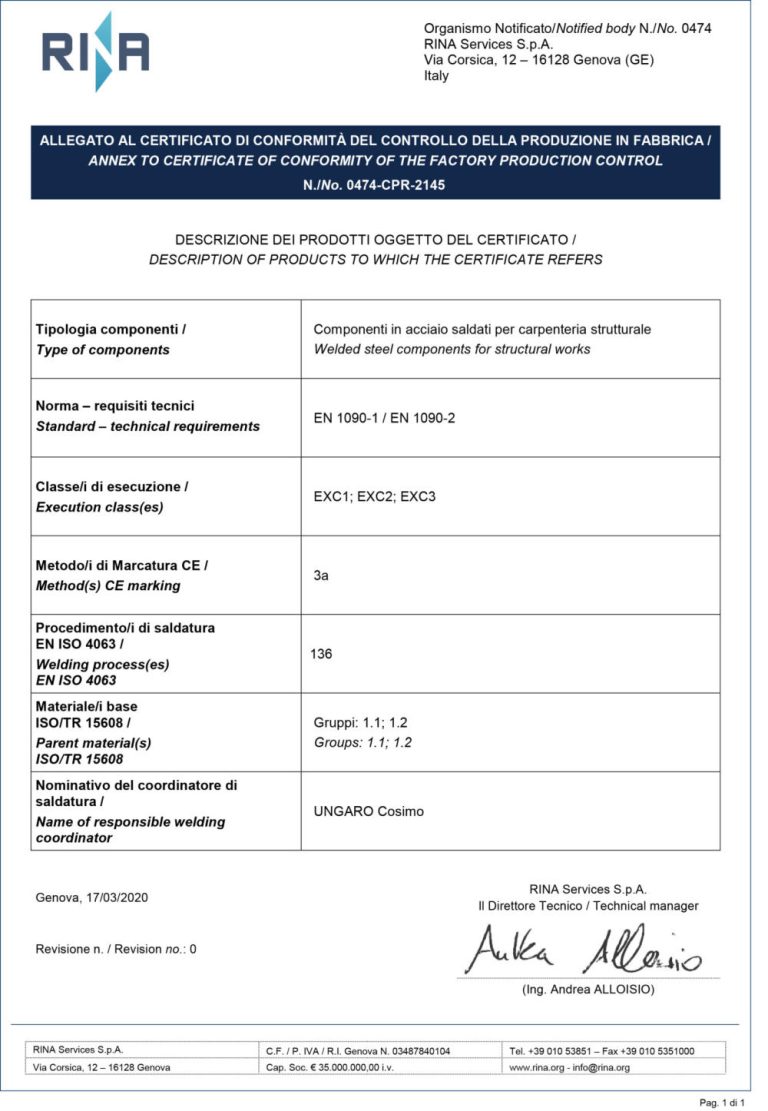 Certificato 0474-CPR-